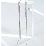 925 Sterling Silver Zircon Tassel Earrings Wedding Accessories