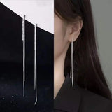 925 Sterling Silver Zircon Tassel Earrings Wedding Accessories