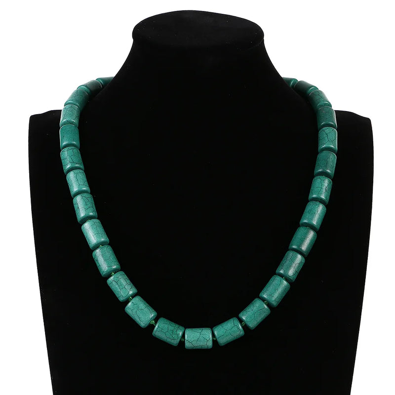 Turquoise Beaded Necklace Navy Sweater Chain