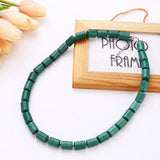 Turquoise Beaded Necklace Navy Sweater Chain