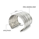 Silver Stainless Steel Multilayer Wristband Bracelet