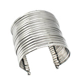 Silver Stainless Steel Multilayer Wristband Bracelet