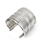 Silver Stainless Steel Multilayer Wristband Bracelet