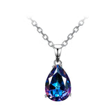 925 Silver Water Drop Gemstone Pendant Necklace Wedding Gift