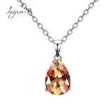 925 Silver Water Drop Gemstone Pendant Necklace Wedding Gift