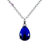 925 Silver Water Drop Gemstone Pendant Necklace Wedding Gift
