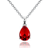 925 Silver Water Drop Gemstone Pendant Necklace Wedding Gift