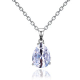 925 Silver Water Drop Gemstone Pendant Necklace Wedding Gift