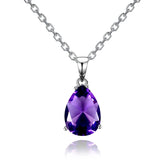 925 Silver Water Drop Gemstone Pendant Necklace Wedding Gift