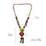 Women's Double Heart Love Wood Beads Necklace