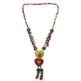 Women's Double Heart Love Wood Beads Necklace