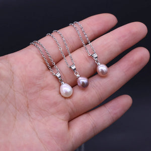 Pearl Pendant Necklace Stainless Steel Chokers