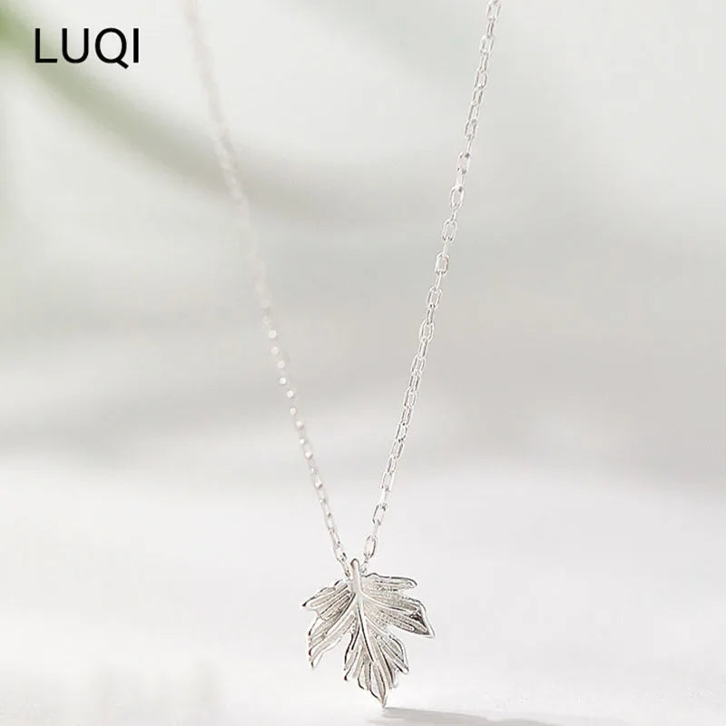 Women's S925 Silver Maple Leaf Pendant Necklace