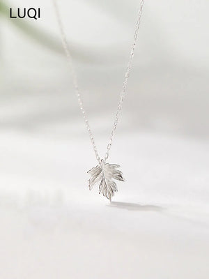 Women's S925 Silver Maple Leaf Pendant Necklace