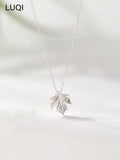 Women's S925 Silver Maple Leaf Pendant Necklace