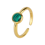 S925 Silver Golden Malachite Open Ring