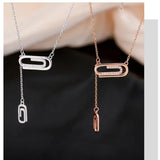 S925 Silver Paper Clip Pendant Necklaces