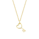 S925 Silver Plated Heart Key Pendant Necklace XL186