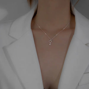 S925 Silver Plated Heart Key Pendant Necklace XL186