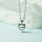 Cat Ear Moonstone Planet Pendant Necklace