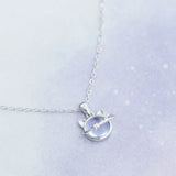 Cat Ear Moonstone Planet Pendant Necklace