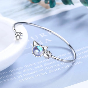 S925 Silver Cat Moonstone Bracelet