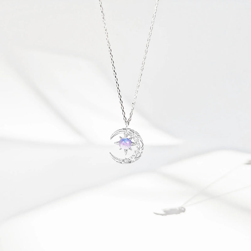 Women's Fantasy Aurora Star Moon Pendant Necklace