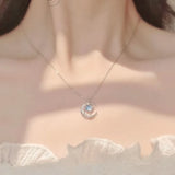 Women's Fantasy Aurora Star Moon Pendant Necklace