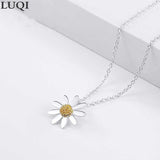 Women's S925 Silver Platinum Plated Sun Flower Pendant Necklace