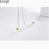 Women's S925 Silver Platinum Plated Sun Flower Pendant Necklace