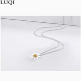Women's S925 Silver Platinum Plated Sun Flower Pendant Necklace