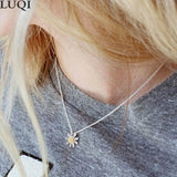 Women's S925 Silver Platinum Plated Sun Flower Pendant Necklace