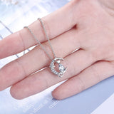 Women's S925 Silver Zircon Cat Star Pendant Necklace