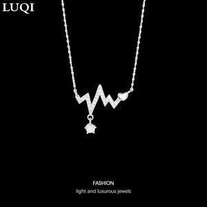 Women's S925 Silver Platinum Zircon Heartbeat Pendant Necklace