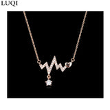 Women's S925 Silver Platinum Zircon Heartbeat Pendant Necklace