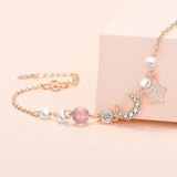 Women's Zircon Star Moon Spar Pendant Bracelet Gift