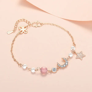 Women's Zircon Star Moon Spar Pendant Bracelet Gift