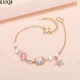 Women's Zircon Star Moon Spar Pendant Bracelet Gift