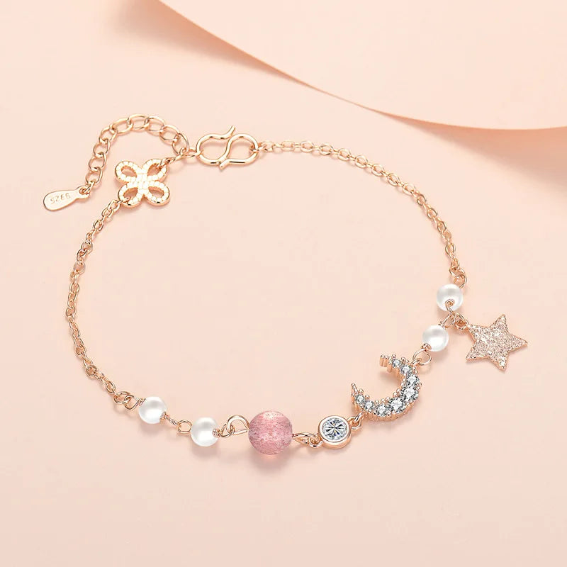 Women's Zircon Star Moon Spar Pendant Bracelet Gift