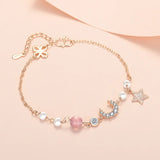 Women's Zircon Star Moon Spar Pendant Bracelet Gift