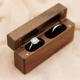 Wood Ring Box for 2 Rings Double Ring Storage Holder Modern Wedding Decor