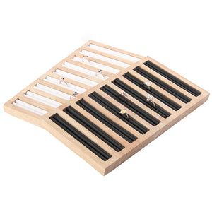 Wooden Rings Display Tray Jewelry Stand Black 28.5cm