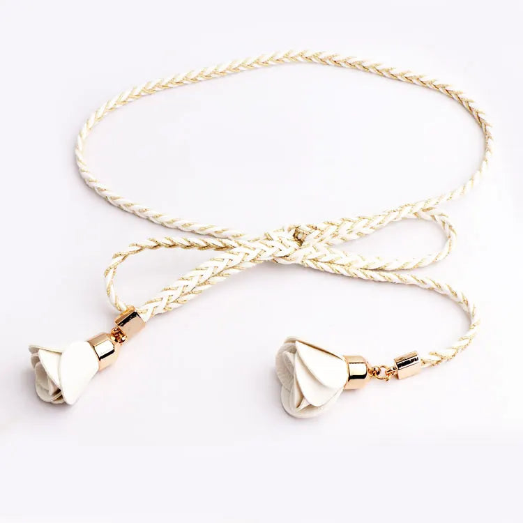 Woven Flower Belt Waist Chain Women Decorative Dress Summer