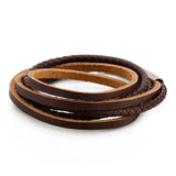 Brown Leather Bracelet Stainless Steel Clasp Braided