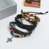 Vintage Leather Multi-layer Wide Wristband Bracelet Set