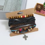 Vintage Leather Multi-layer Wide Wristband Bracelet Set