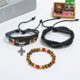 Vintage Leather Multi-layer Wide Wristband Bracelet Set