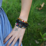 Vintage Leather Multi-layer Wide Wristband Bracelet Set
