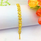 Yellow 14K Heart Linked Bracelet for Women Wedding Jewelry