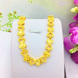 Yellow 14K Heart Linked Bracelet for Women Wedding Jewelry